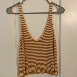 f21 yellow & white striped tank